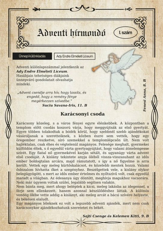 Adventi hírmondó I. szám